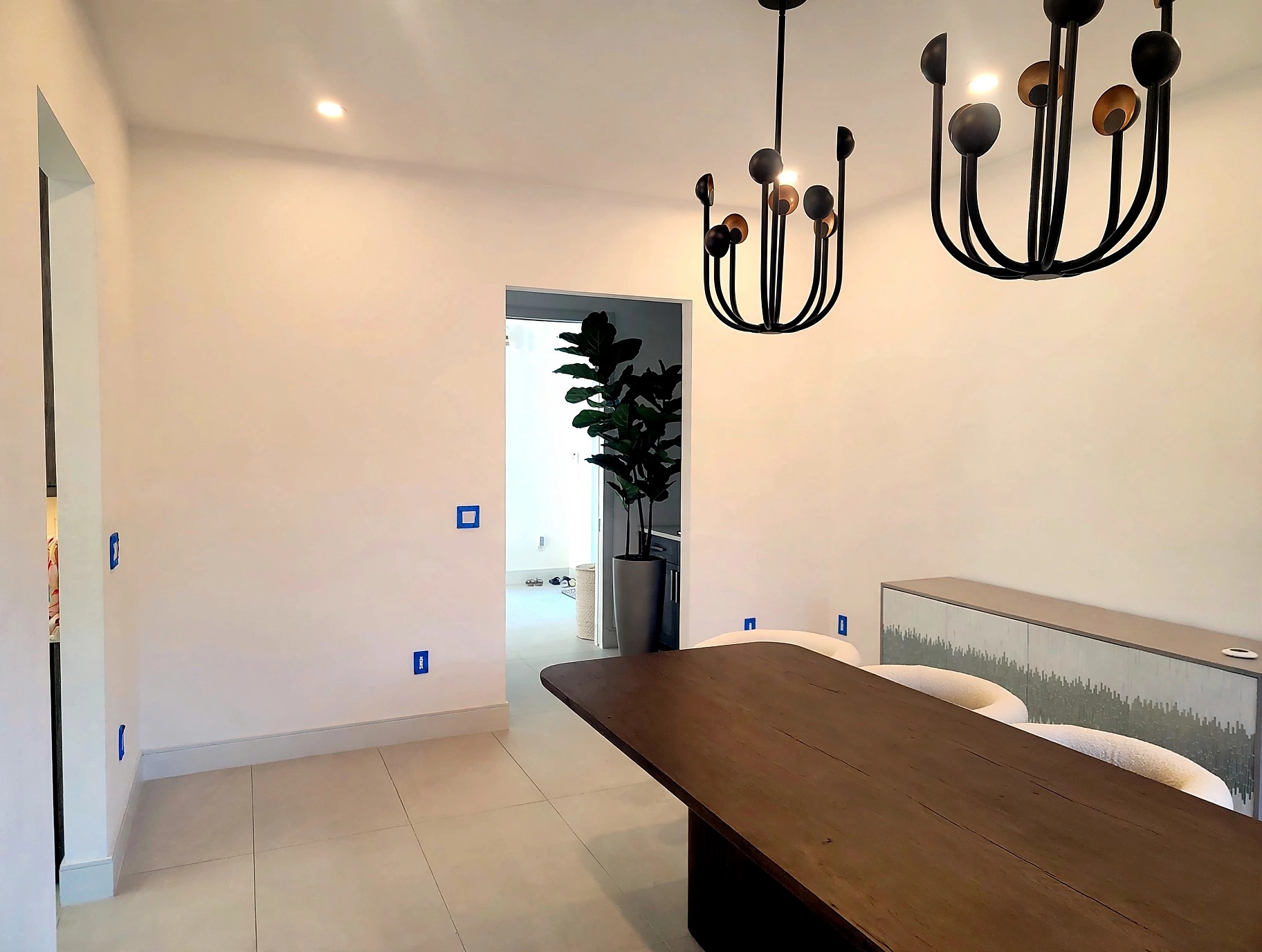 Close architectural view of a beige limewash wall