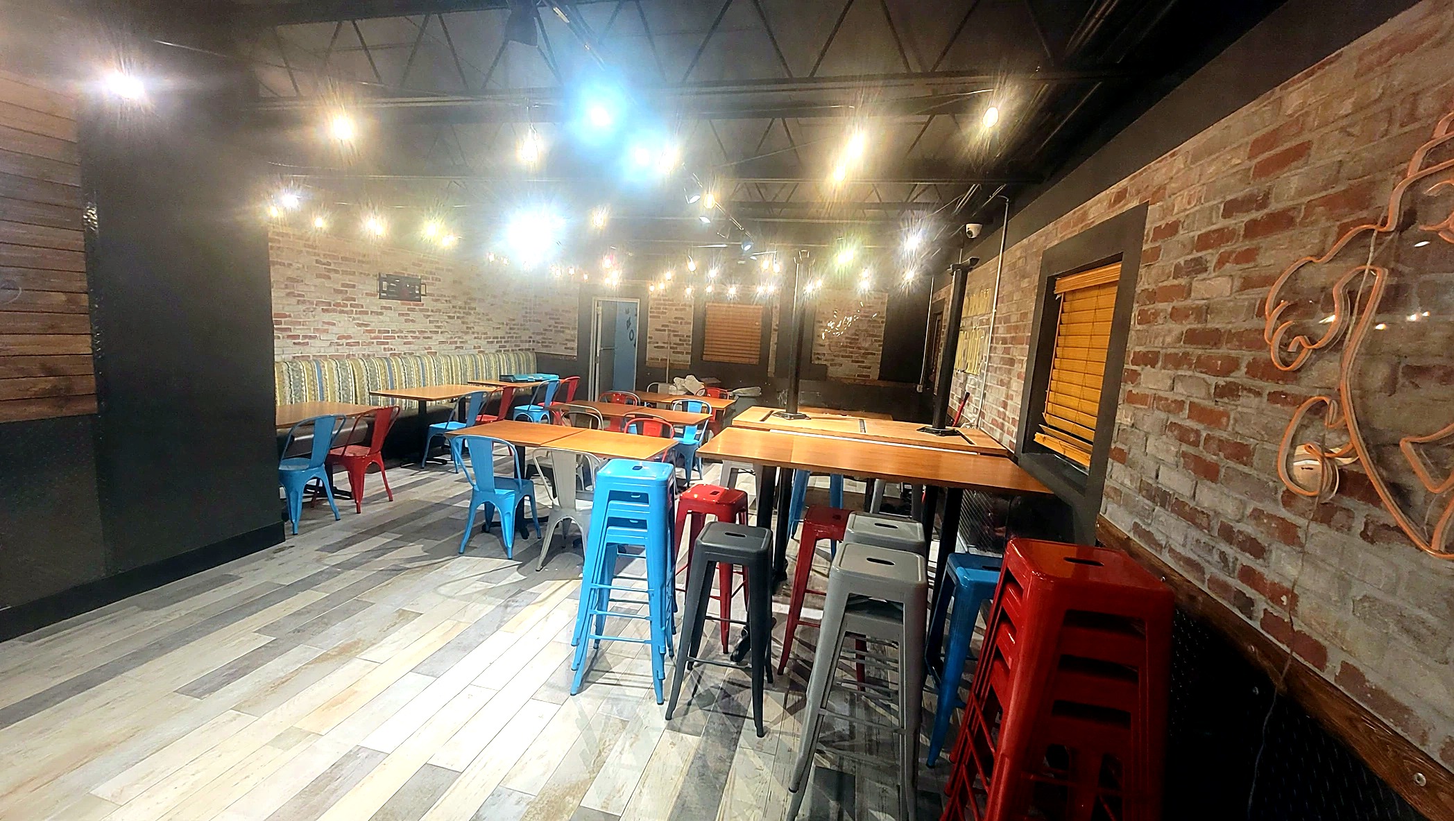 Restaurant interior completed with dimensional panel detailing