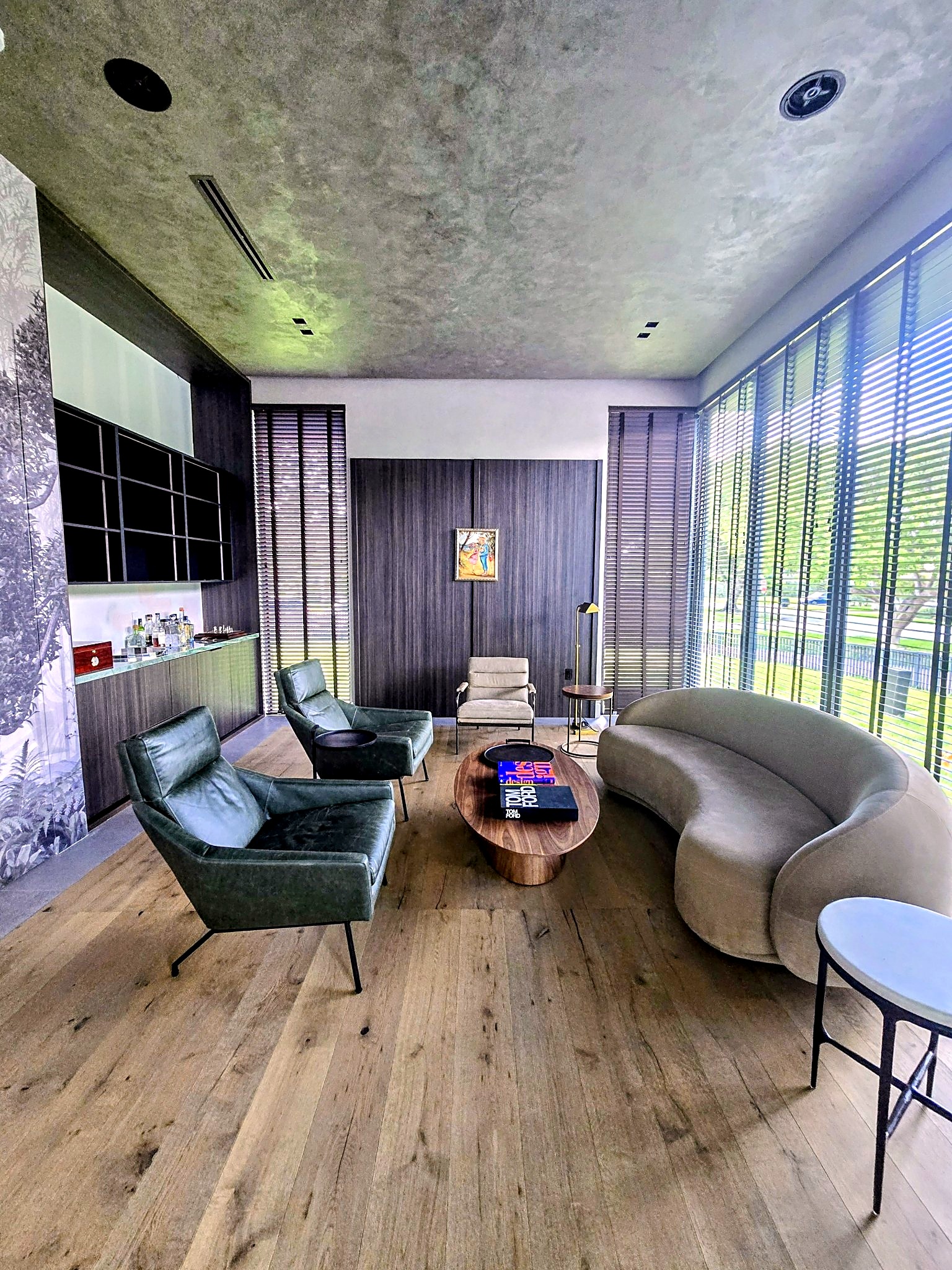 Venetian plaster ceiling with softly burnished movement